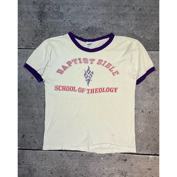 "School Of Theology" Ringer Tee (S) - 1970s - Picture 1 of 1